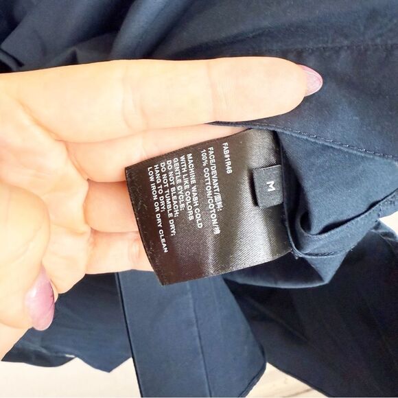 Lafayette 148 Navy Cotton Button Down Blouse Shirt Long Sleeve Medium - Picture 4 of 5